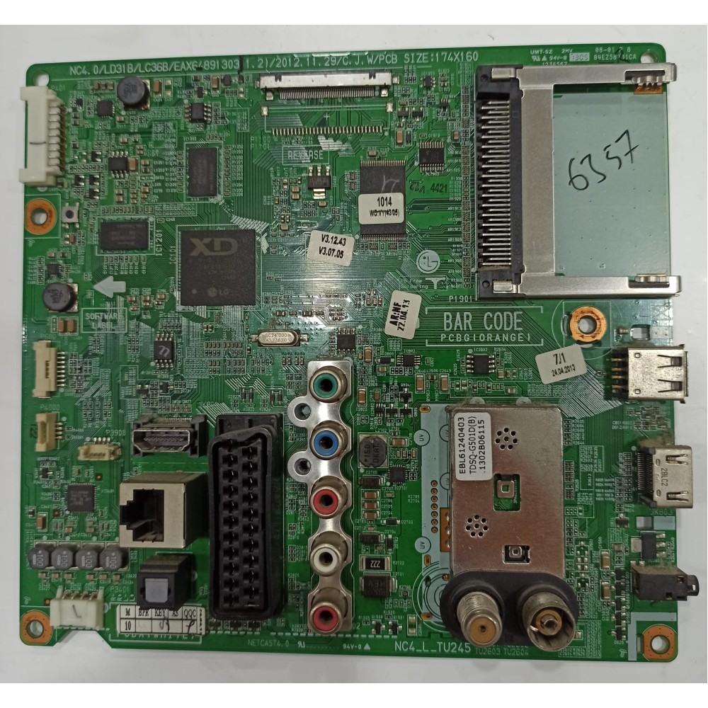 EAX64891303 (1.2), EBT62391014, LG 32LA6135-ZB, Main Board, Ana Kart, LC320DUE-SFU2 EAX64891303 (1.2), EBT62391014, LG 32LA6135-ZB, Main Board, Ana Kart, LC320DUE-SFU2